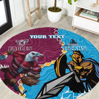 Personalised Eagles And Titans Rugby Round Carpet Aboriginal Mix Polynesian Pattern