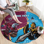 Personalised Eagles And Titans Rugby Round Carpet Aboriginal Mix Polynesian Pattern