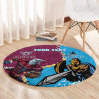 Personalised Eagles And Titans Rugby Round Carpet Aboriginal Mix Polynesian Pattern