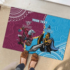 Personalised Eagles And Titans Rugby Rubber Doormat Aboriginal Mix Polynesian Pattern