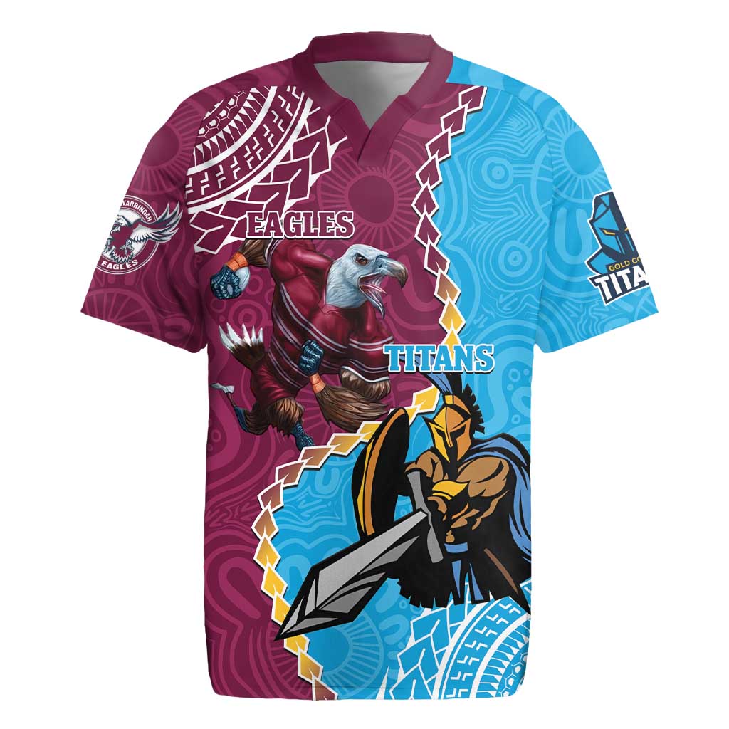 Personalised Eagles And Titans Rugby Rugby Jersey Aboriginal Mix Polynesian Pattern