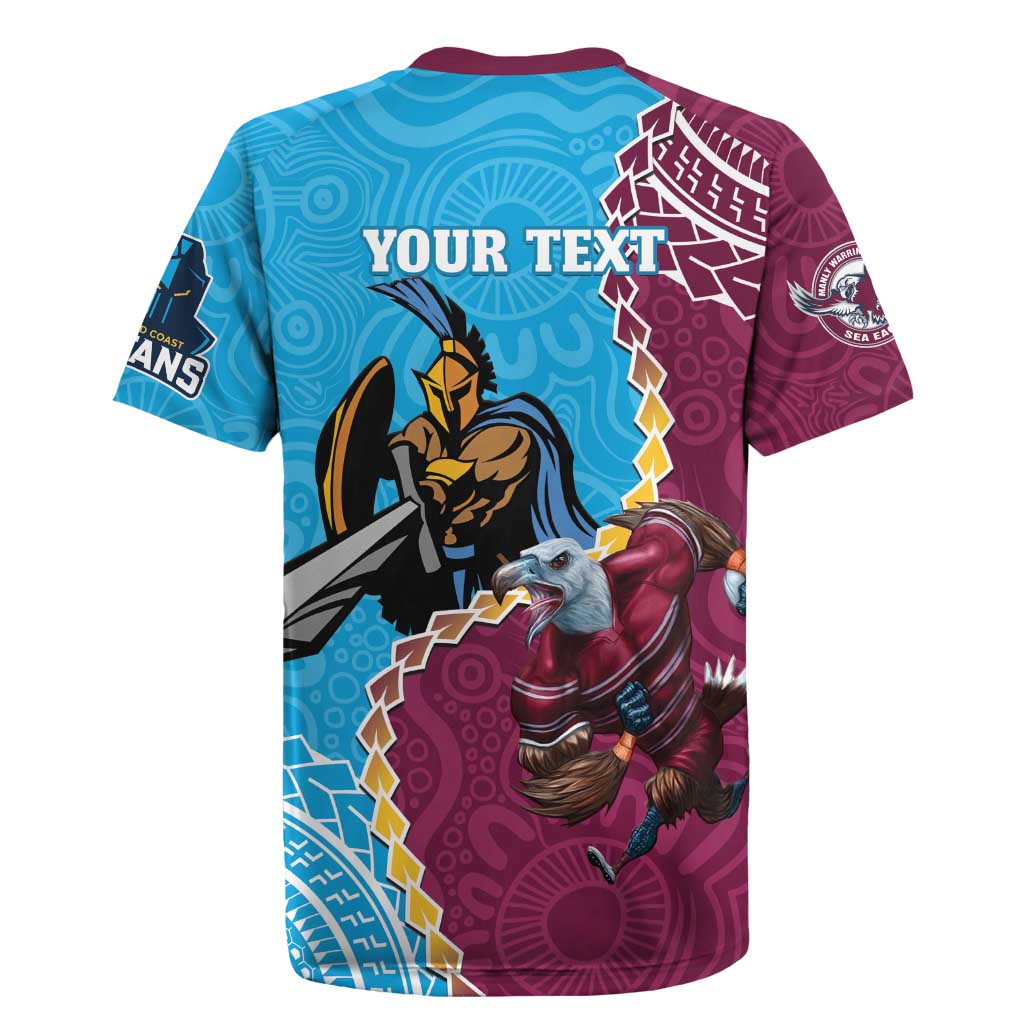Personalised Eagles And Titans Rugby Rugby Jersey Aboriginal Mix Polynesian Pattern