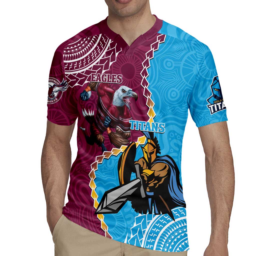 Personalised Eagles And Titans Rugby Rugby Jersey Aboriginal Mix Polynesian Pattern