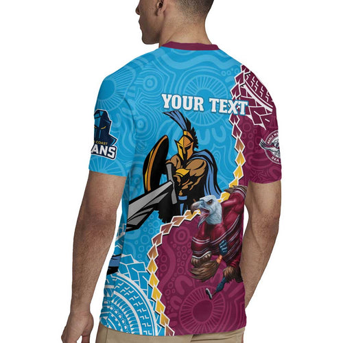 Personalised Eagles And Titans Rugby Rugby Jersey Aboriginal Mix Polynesian Pattern