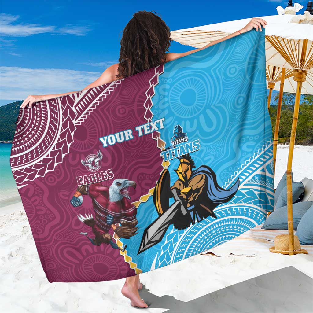 Personalised Eagles And Titans Rugby Sarong Aboriginal Mix Polynesian Pattern