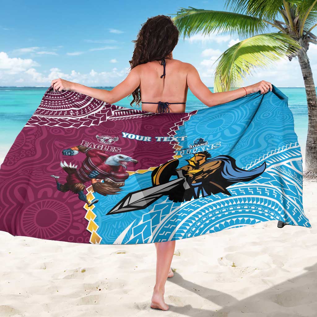 Personalised Eagles And Titans Rugby Sarong Aboriginal Mix Polynesian Pattern
