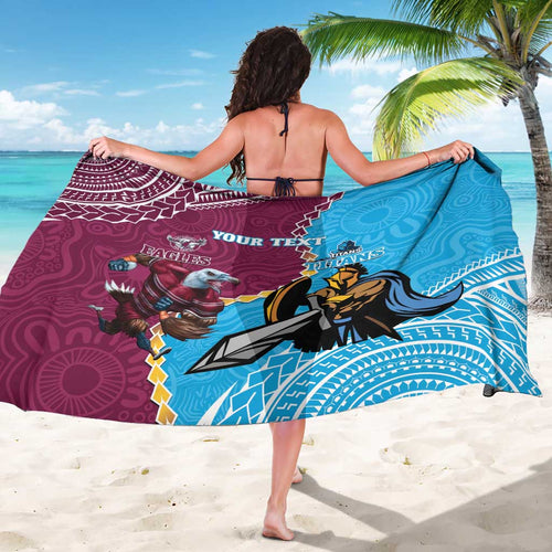 Personalised Eagles And Titans Rugby Sarong Aboriginal Mix Polynesian Pattern