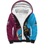 Personalised Eagles And Titans Rugby Sherpa Hoodie Aboriginal Mix Polynesian Pattern