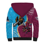 Personalised Eagles And Titans Rugby Sherpa Hoodie Aboriginal Mix Polynesian Pattern