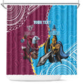Personalised Eagles And Titans Rugby Shower Curtain Aboriginal Mix Polynesian Pattern