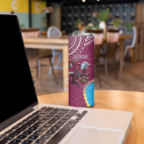 Eagles And Titans Rugby Skinny Tumbler Aboriginal Mix Polynesian Pattern