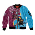 Personalised Eagles And Titans Rugby Sleeve Zip Bomber Jacket Aboriginal Mix Polynesian Pattern