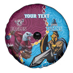 Personalised Eagles And Titans Rugby Spare Tire Cover Aboriginal Mix Polynesian Pattern