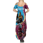 Personalised Eagles And Titans Rugby Summer Maxi Dress Aboriginal Mix Polynesian Pattern