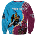 Personalised Eagles And Titans Rugby Sweatshirt Aboriginal Mix Polynesian Pattern