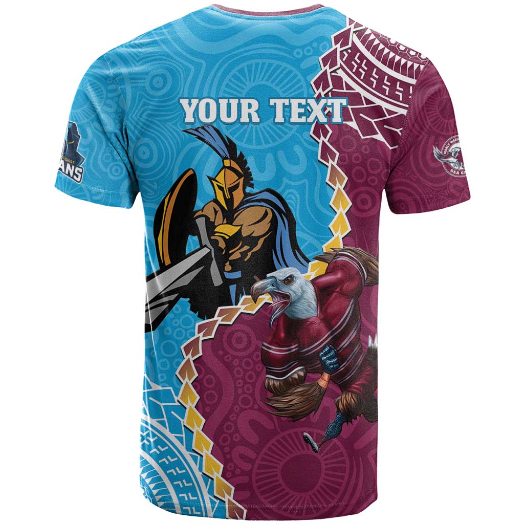 Personalised Eagles And Titans Rugby T Shirt Aboriginal Mix Polynesian Pattern