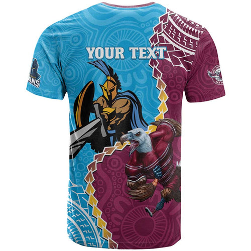 Personalised Eagles And Titans Rugby T Shirt Aboriginal Mix Polynesian Pattern