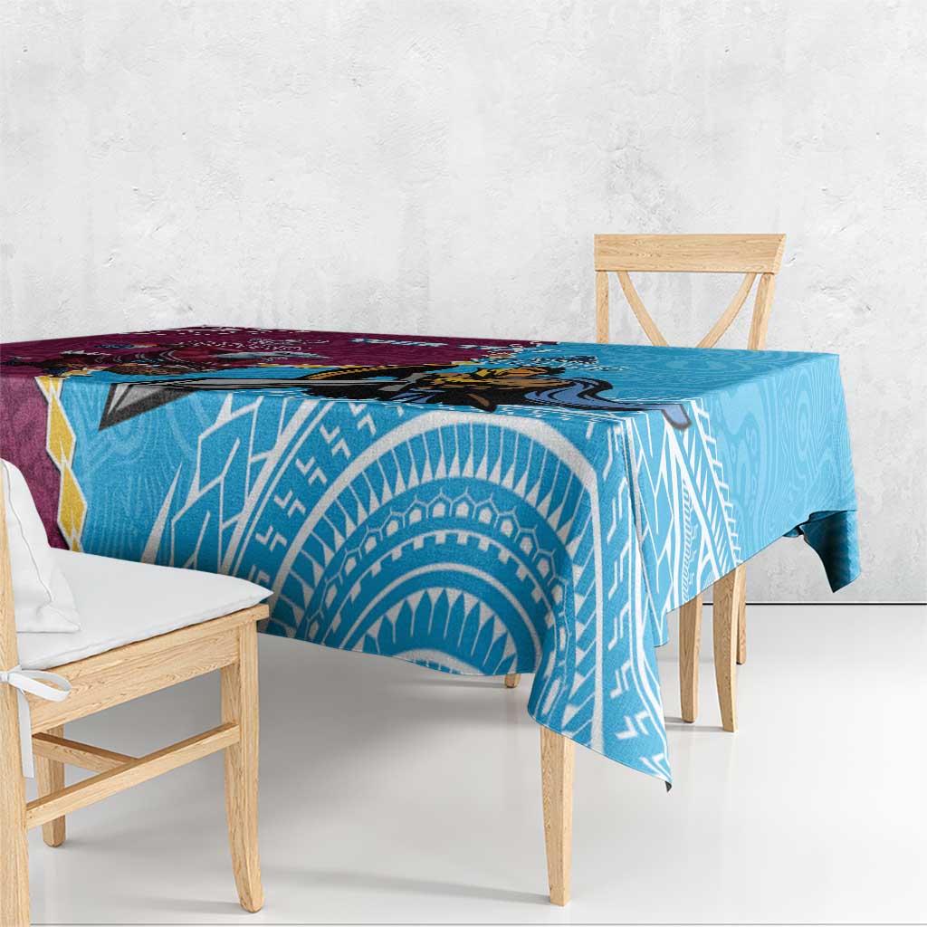 Personalised Eagles And Titans Rugby Tablecloth Aboriginal Mix Polynesian Pattern