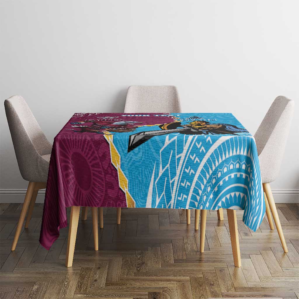 Personalised Eagles And Titans Rugby Tablecloth Aboriginal Mix Polynesian Pattern