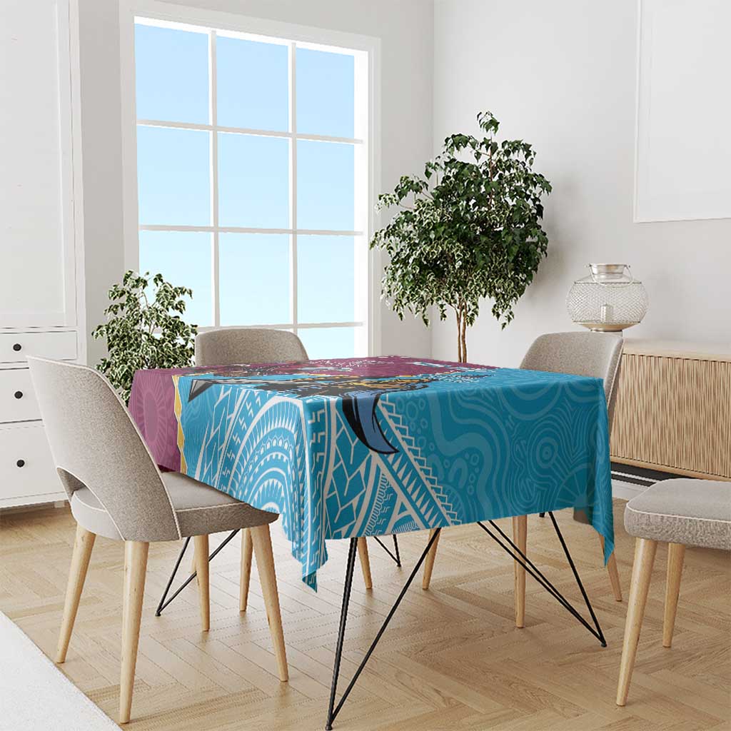 Personalised Eagles And Titans Rugby Tablecloth Aboriginal Mix Polynesian Pattern