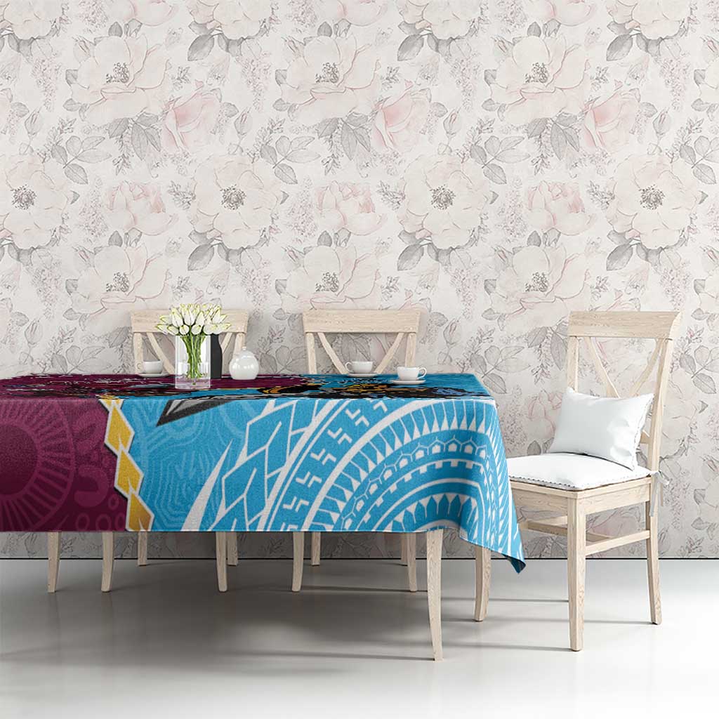 Personalised Eagles And Titans Rugby Tablecloth Aboriginal Mix Polynesian Pattern