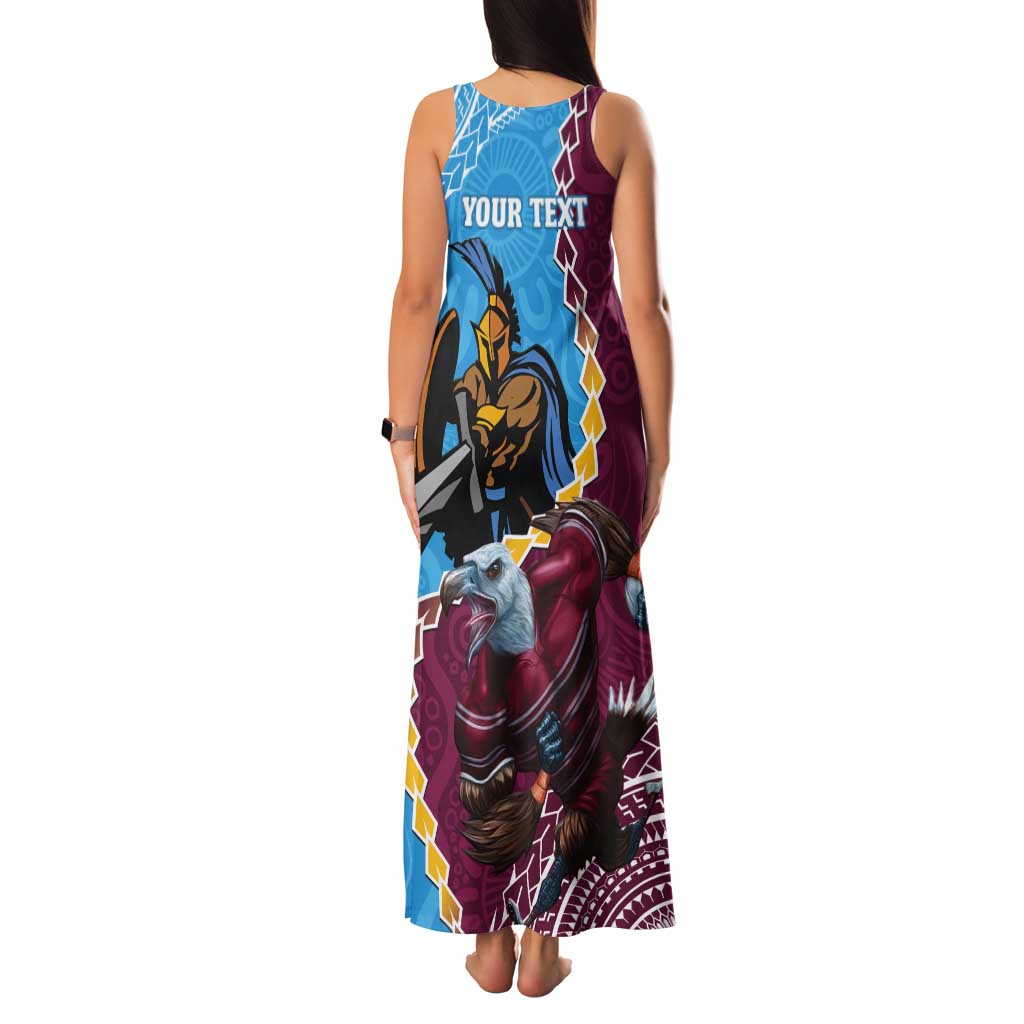 Personalised Eagles And Titans Rugby Tank Maxi Dress Aboriginal Mix Polynesian Pattern