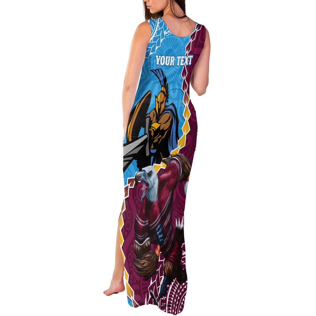 Personalised Eagles And Titans Rugby Tank Maxi Dress Aboriginal Mix Polynesian Pattern