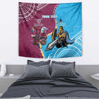 Personalised Eagles And Titans Rugby Tapestry Aboriginal Mix Polynesian Pattern