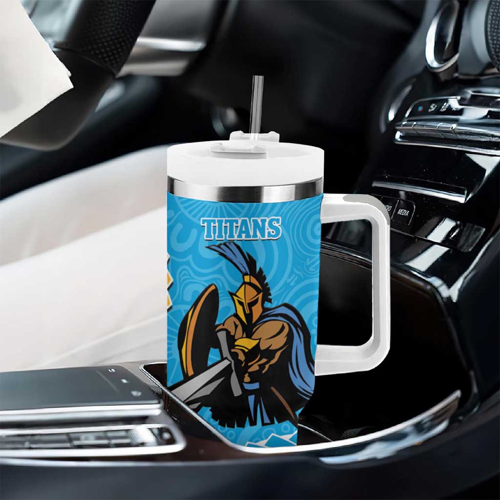 Eagles And Titans Rugby Tumbler With Handle Aboriginal Mix Polynesian Pattern