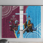 Personalised Eagles And Titans Rugby Window Curtain Aboriginal Mix Polynesian Pattern