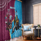 Personalised Eagles And Titans Rugby Window Curtain Aboriginal Mix Polynesian Pattern