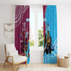Personalised Eagles And Titans Rugby Window Curtain Aboriginal Mix Polynesian Pattern