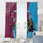 Personalised Eagles And Titans Rugby Window Curtain Aboriginal Mix Polynesian Pattern