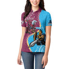 Personalised Eagles And Titans Rugby Women Polo Shirt Aboriginal Mix Polynesian Pattern