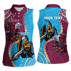 Personalised Eagles And Titans Rugby Women Sleeveless Polo Shirt Aboriginal Mix Polynesian Pattern