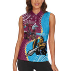 Personalised Eagles And Titans Rugby Women Sleeveless Polo Shirt Aboriginal Mix Polynesian Pattern