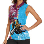Personalised Eagles And Titans Rugby Women Sleeveless Polo Shirt Aboriginal Mix Polynesian Pattern