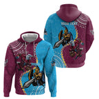 Personalised Eagles And Titans Rugby Zip Hoodie Aboriginal Mix Polynesian Pattern