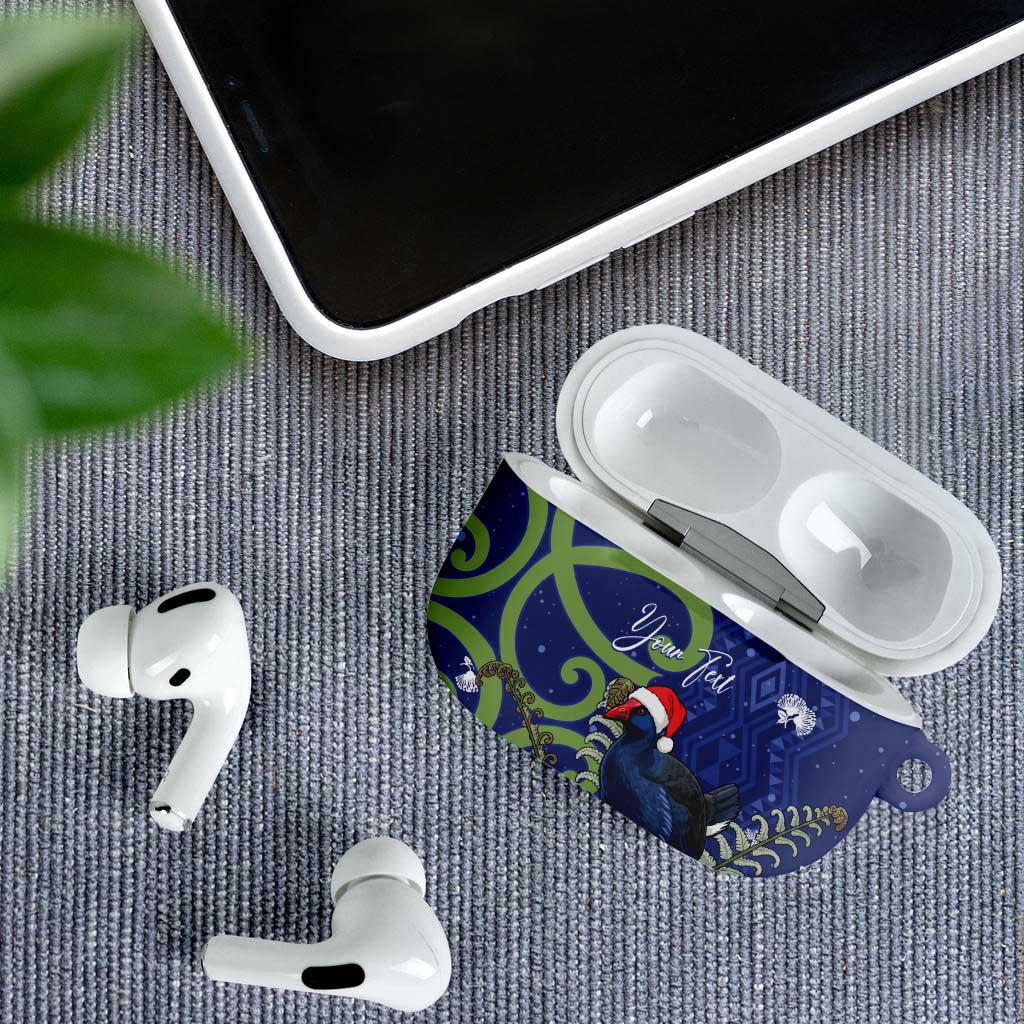 Personalized New Zealand Pukeko Christmas AirPods Case Meri Kirihimete Taniko Ponga Koru Blue - Aussie Hoodie