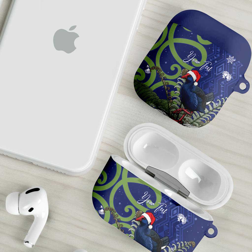 Personalized New Zealand Pukeko Christmas AirPods Case Meri Kirihimete Taniko Ponga Koru Blue - Aussie Hoodie