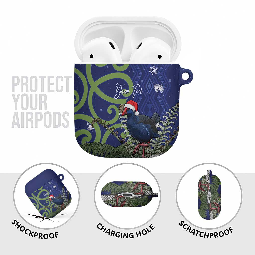 Personalized New Zealand Pukeko Christmas AirPods Case Meri Kirihimete Taniko Ponga Koru Blue - Aussie Hoodie