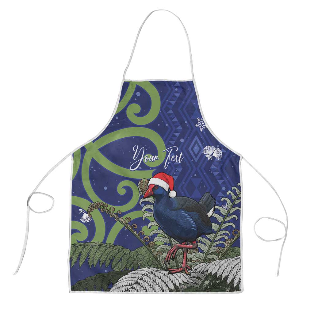 Personalized New Zealand Pukeko Christmas Apron Meri Kirihimete Taniko Ponga Koru Blue - Aussie Hoodie