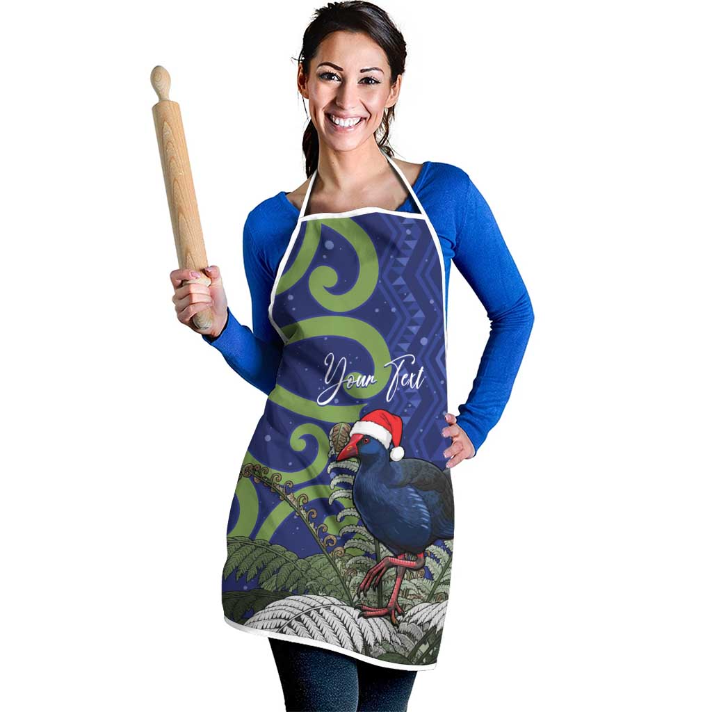 Personalized New Zealand Pukeko Christmas Apron Meri Kirihimete Taniko Ponga Koru Blue - Aussie Hoodie