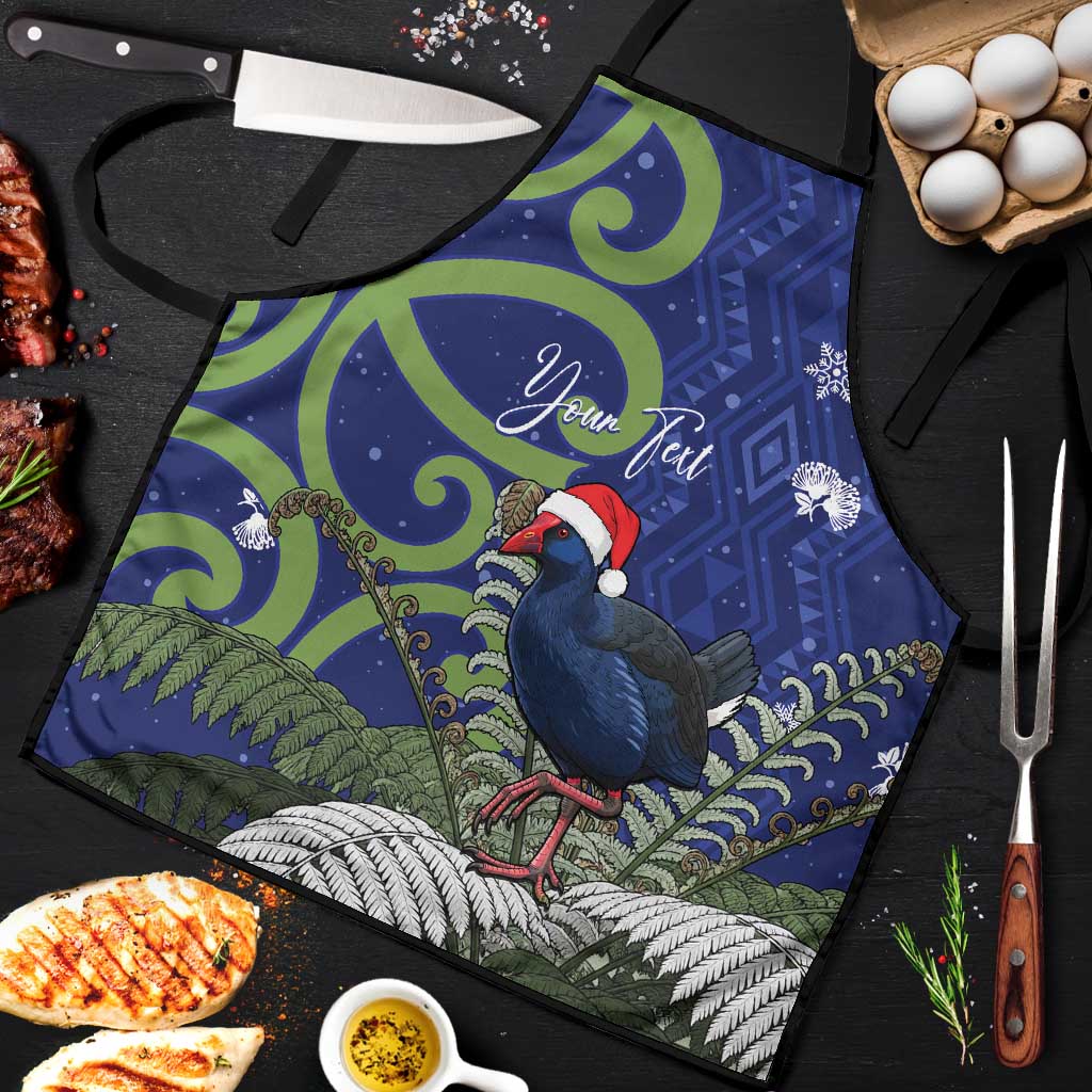 Personalized New Zealand Pukeko Christmas Apron Meri Kirihimete Taniko Ponga Koru Blue - Aussie Hoodie