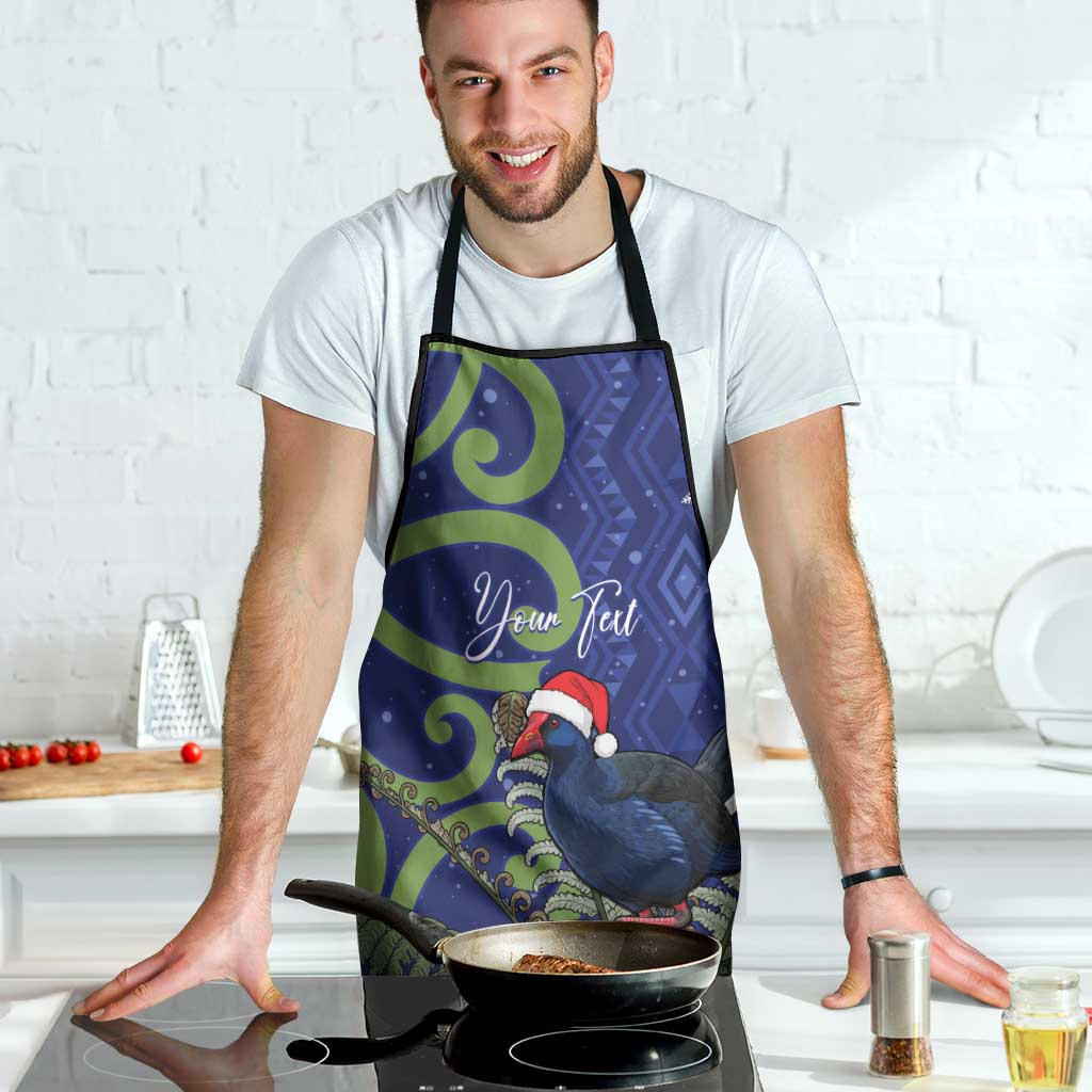 Personalized New Zealand Pukeko Christmas Apron Meri Kirihimete Taniko Ponga Koru Blue - Aussie Hoodie