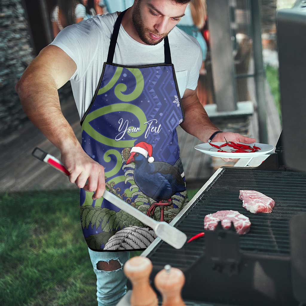 Personalized New Zealand Pukeko Christmas Apron Meri Kirihimete Taniko Ponga Koru Blue - Aussie Hoodie