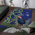 Personalized New Zealand Pukeko Christmas Area Rug Meri Kirihimete Taniko Ponga Koru Blue - Aussie Hoodie