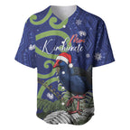 Personalized New Zealand Pukeko Christmas Baseball Jersey Meri Kirihimete Taniko Ponga Koru Blue - Aussie Hoodie