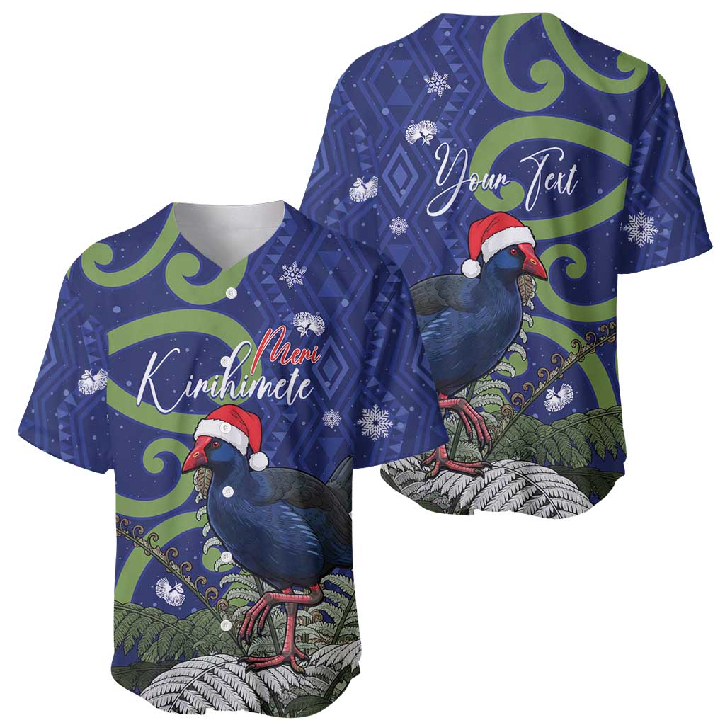 Personalized New Zealand Pukeko Christmas Baseball Jersey Meri Kirihimete Taniko Ponga Koru Blue - Aussie Hoodie