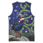 Personalized New Zealand Pukeko Christmas Basketball Jersey Meri Kirihimete Taniko Ponga Koru Blue - Aussie Hoodie